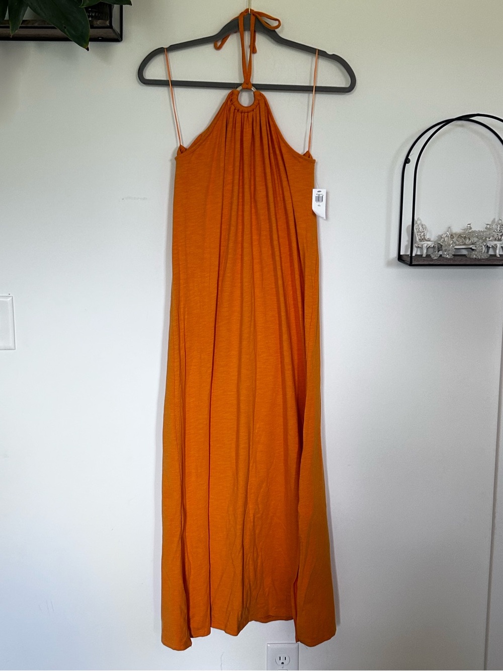 NWT Old Navy Orange Sleeveless Halter Tie Neck Open Back Midi‎ Dress Large Tall
